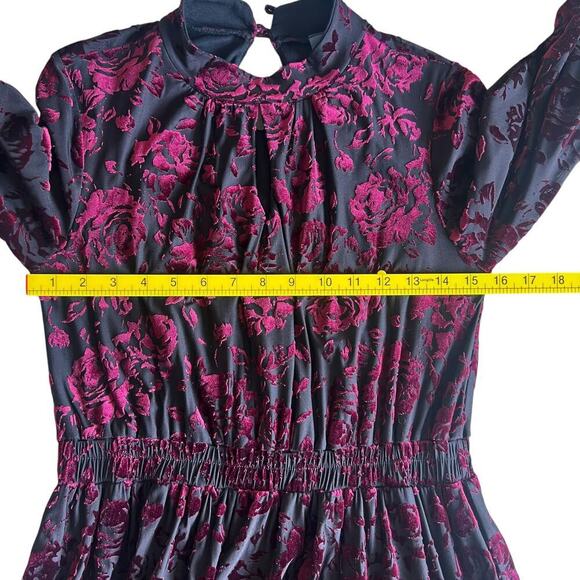 Modcloth Women's Very Visionary Mock Neck Burnout Velvet Dress Burgundy Medium - Picture 10 of 12